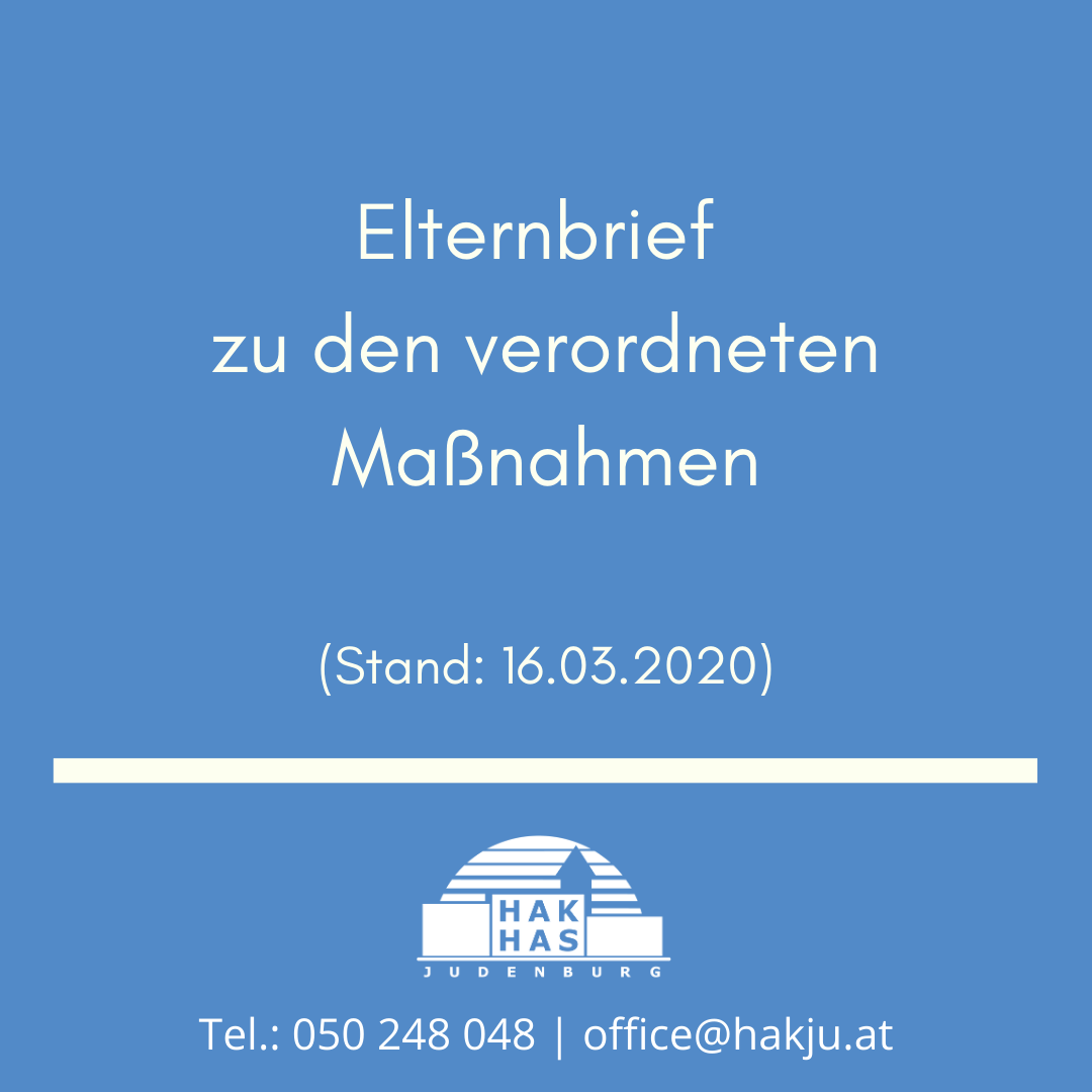 Elternbrief zu den verordneten Maßnahmen ­ (Stand: 16.03.2020)